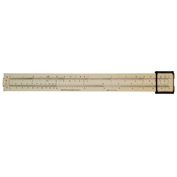 Vintage K & E Wood Slide Rule Keuffel & Esser Co 4058W w/ Original Vinyl Case - Picture 2 of 9